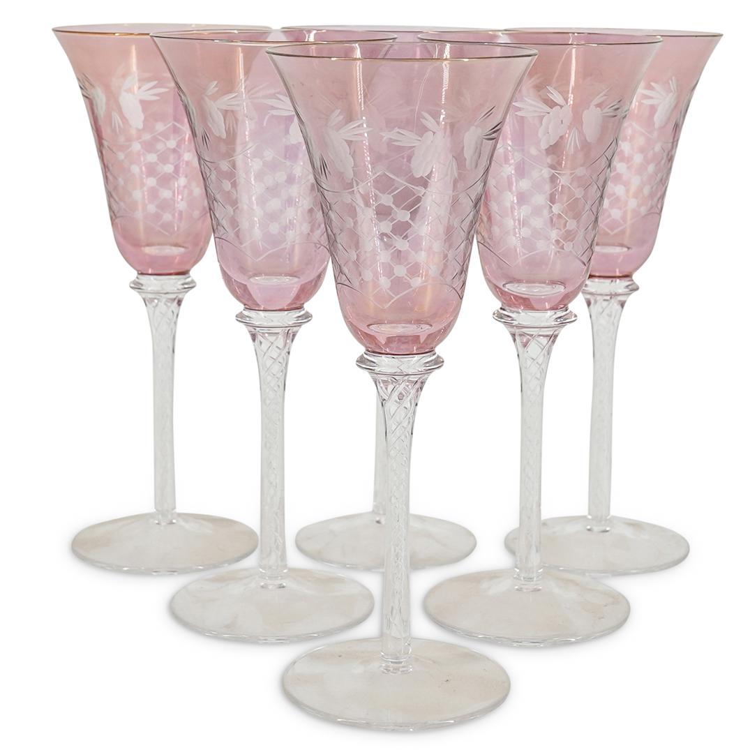 (6 Pc) Georgian Amethyst Twist Stem Glasses (1 of 5)