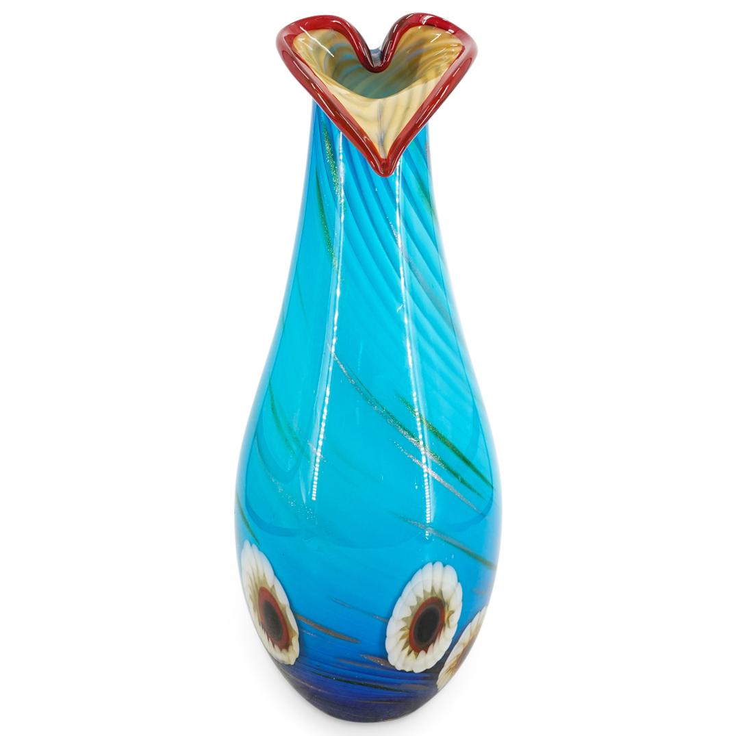 Murano Hand-Blown Millefiori Calla Lily Art Glass Vase (1 of 6)