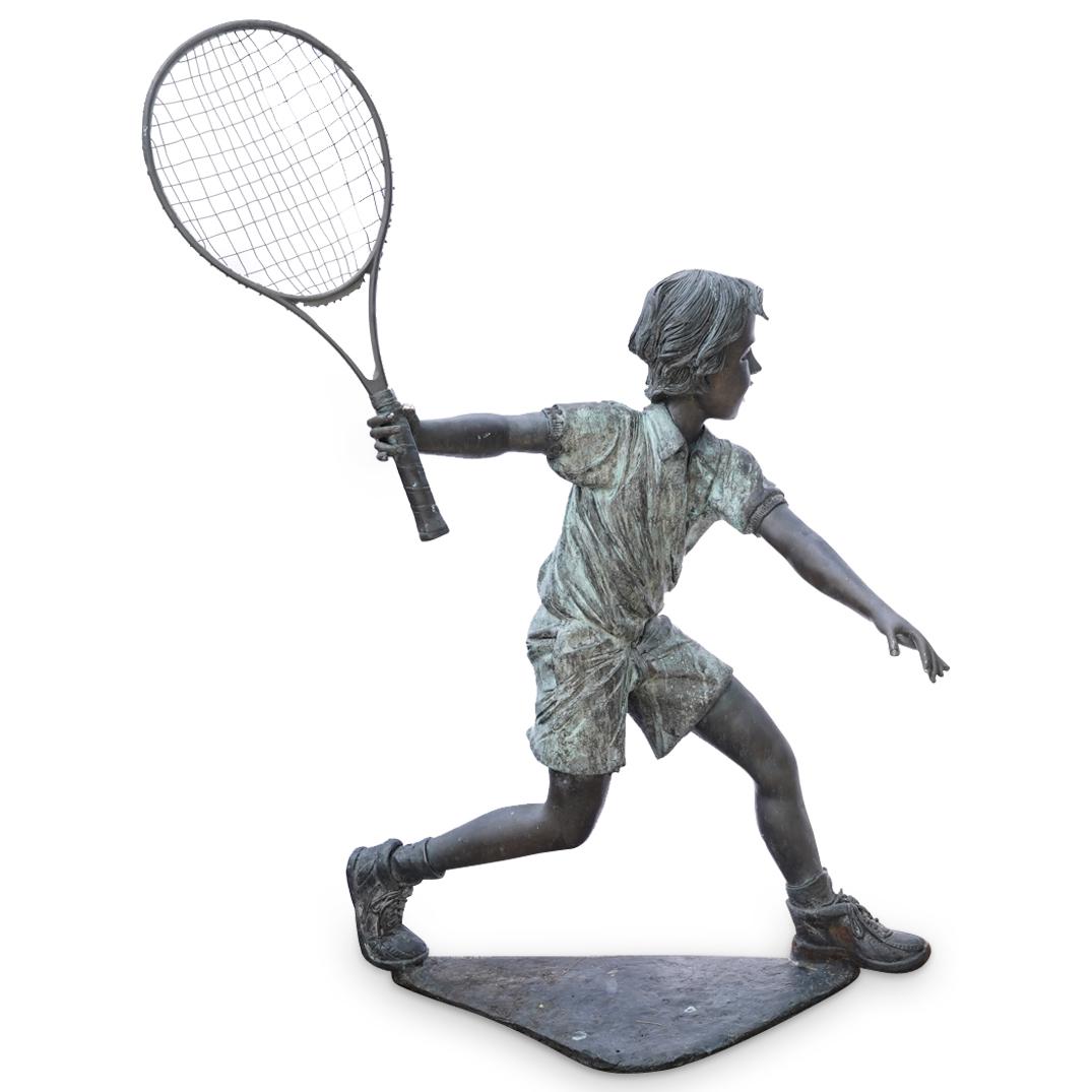 Cast Bronze Tennis Player Garden Statue (1 of 7)