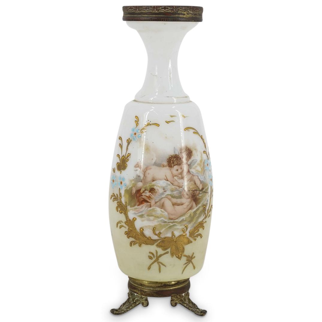 Antique French Putti Opaline Glass & Bronze Vase (1 of 13)