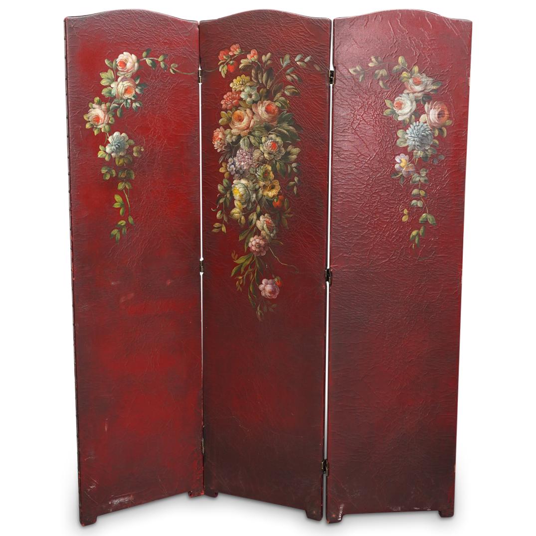 Roman Art Screen Co Three Panel Red Leather Screen (1 of 6)