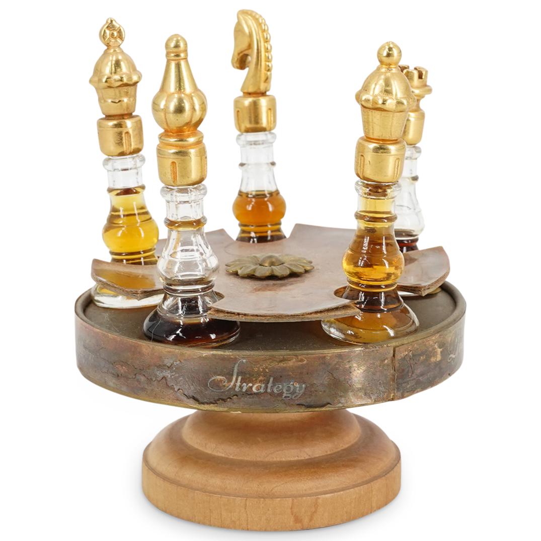 (5 Pc) Mary Chess Miniature Perfume Bottles W/ Display (1 of 5)