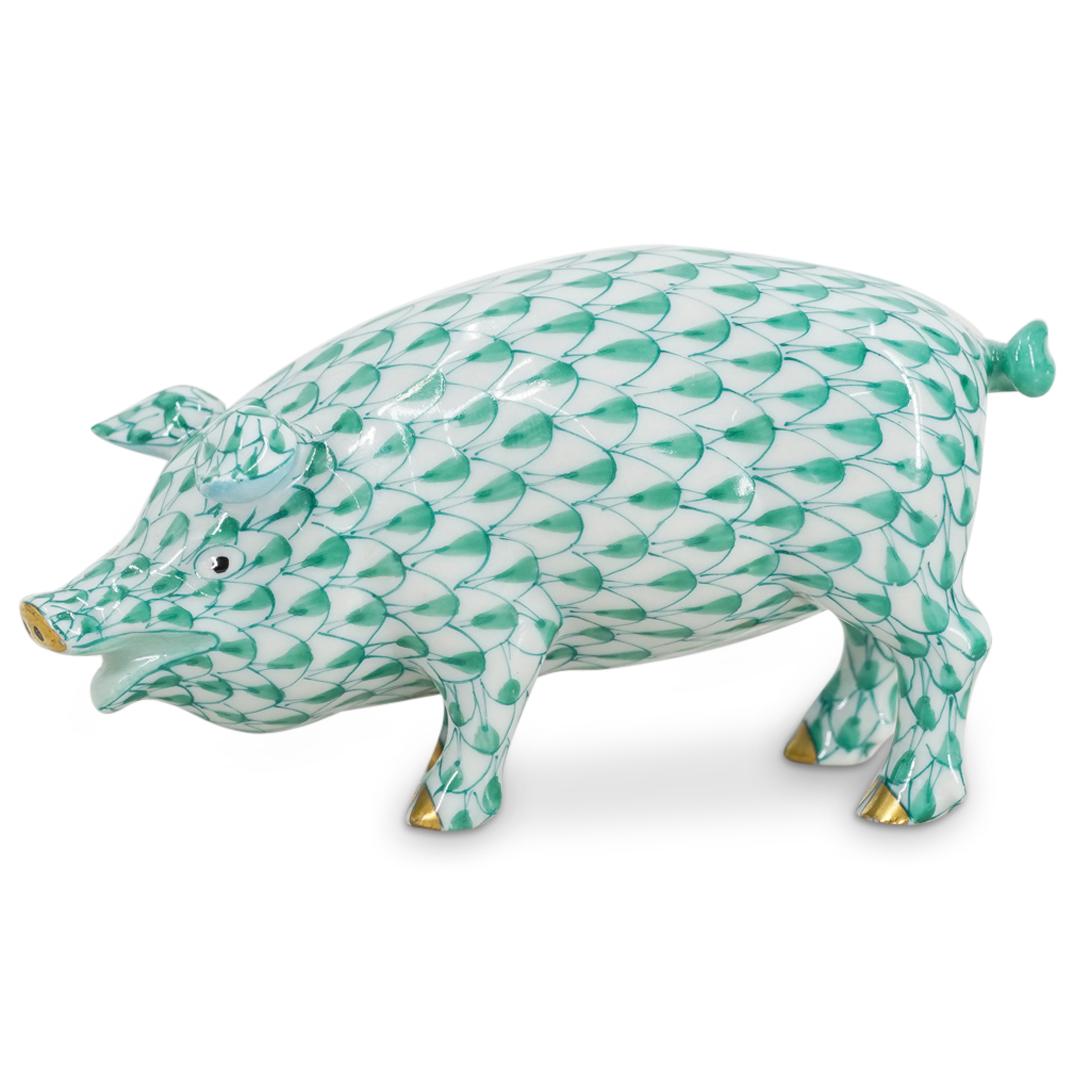 Herend Porcelain Fishnet Pig Figurine (1 of 4)