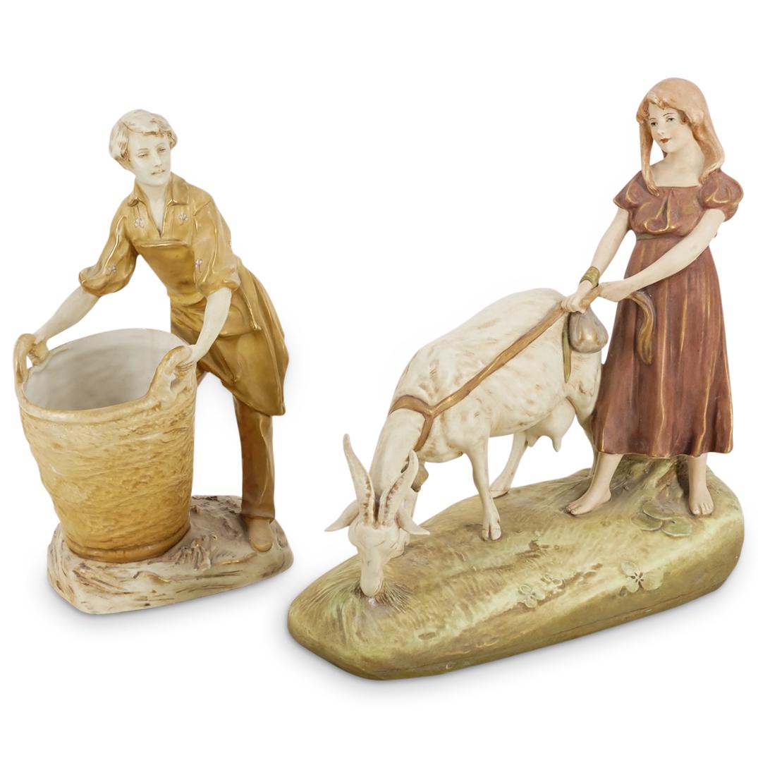 (2 Pc) Royal Dux Bohemia Large Porcelain Figurines (1 of 8)