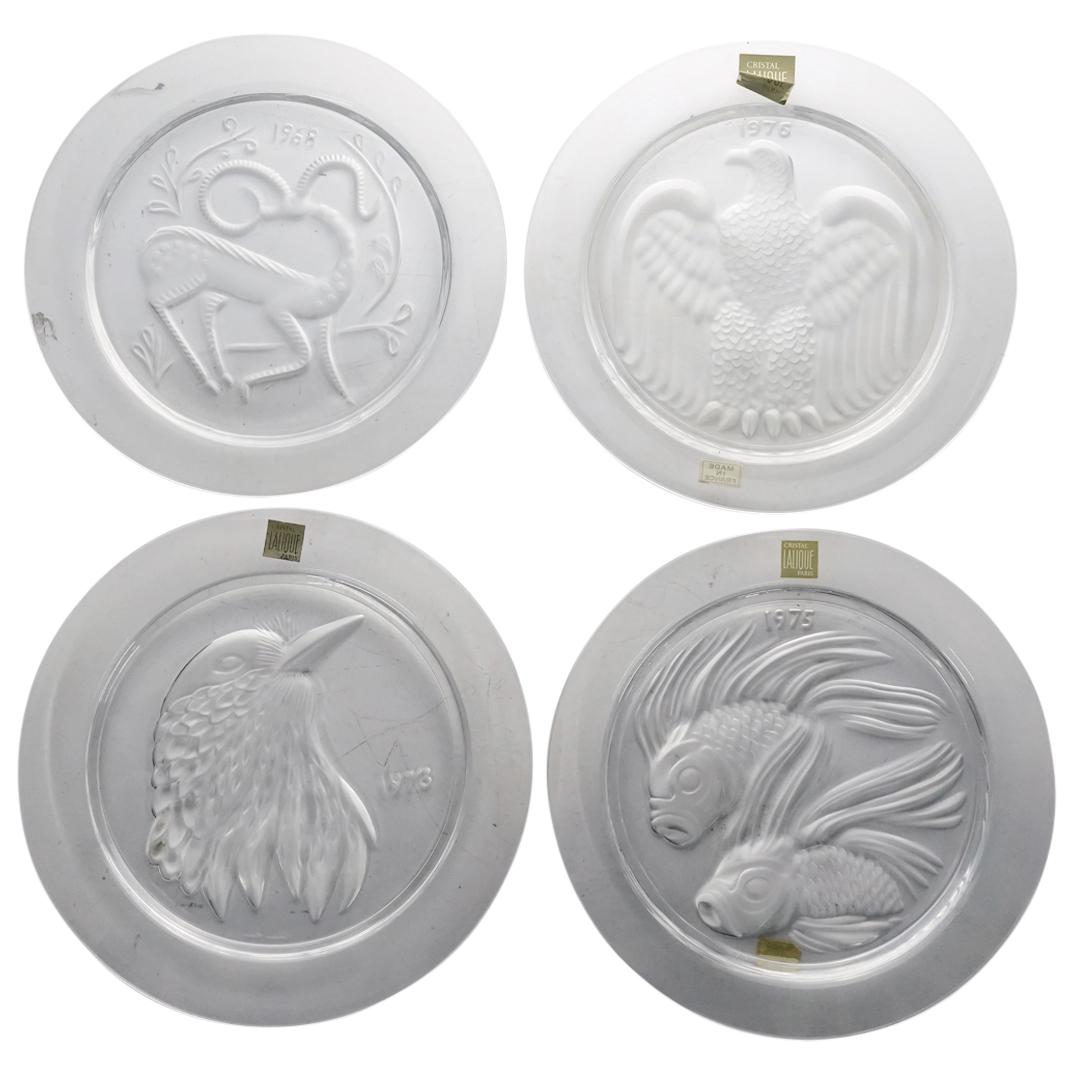 (4 Pc) Lalique Crystal Collectors Plates (1 of 9)