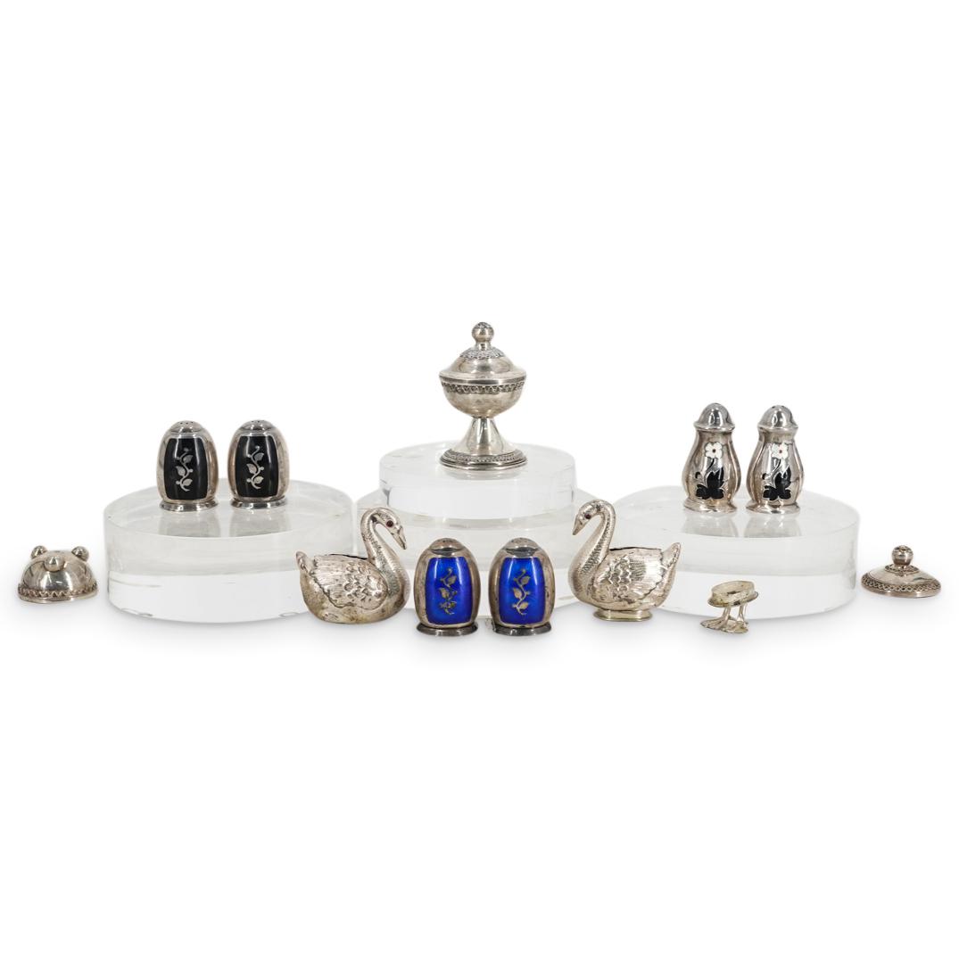 (10 Pc) Sterling Silver Salt & Pepper Cellars (1 of 10)