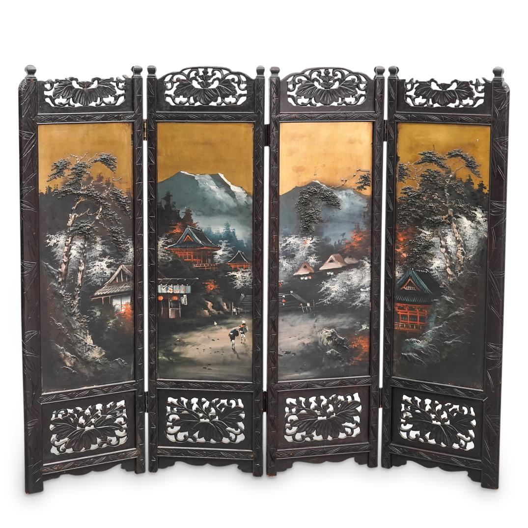 Japonism Wooden Four Panel Screen (1 of 11)