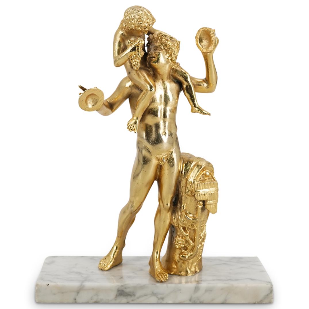 After Clodion (French, 1738-1814) "Satyr with Dionysus" Gilt Metal Sculpture (1 of 4)