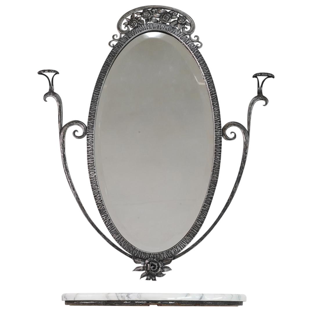 (2 Pc) J. Vrain Cast Iron Wall Mirror W/ Marble Top Vanity (1 of 10)