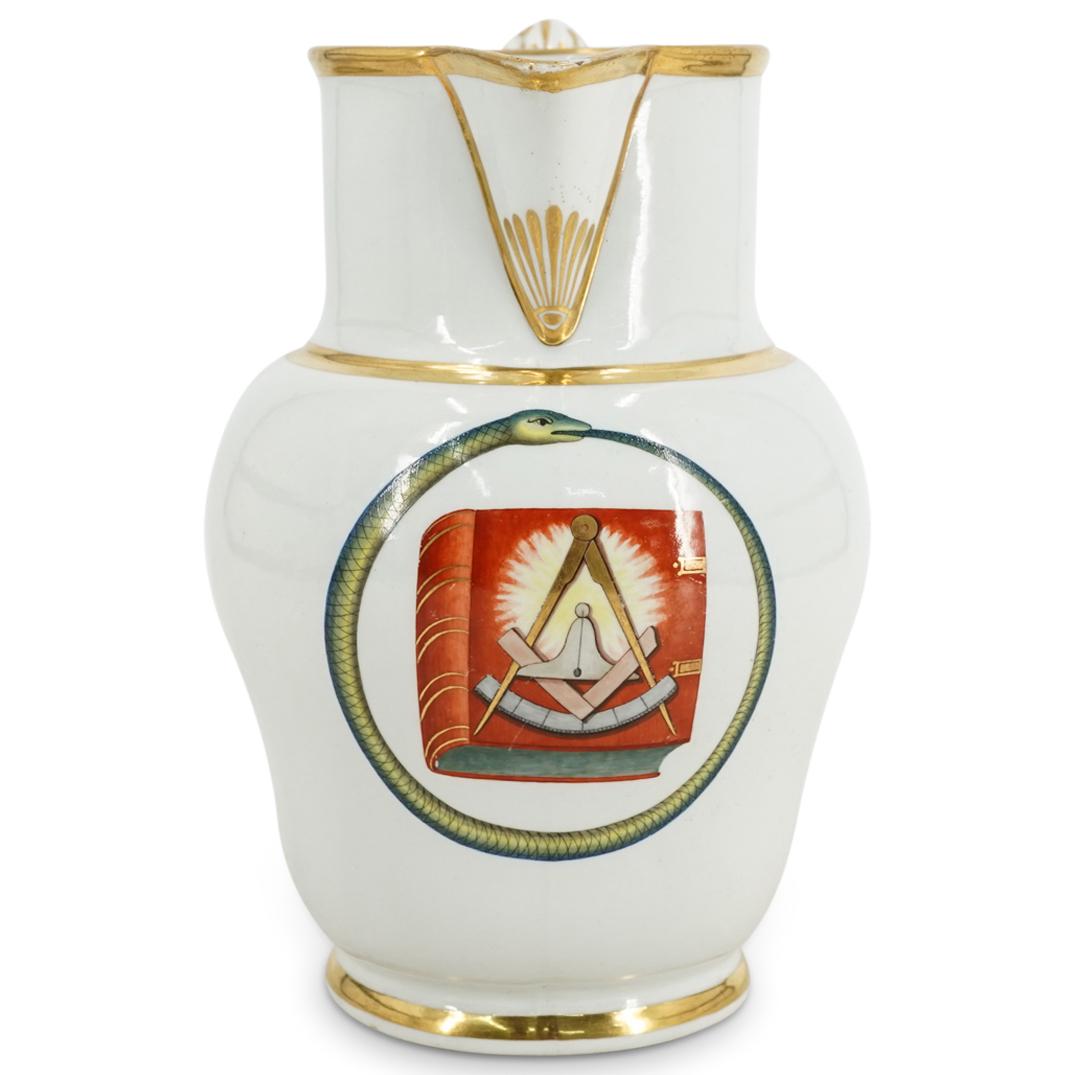 Antique Masonic Porcelain Pitcher With Gilt Accents (1 of 7)