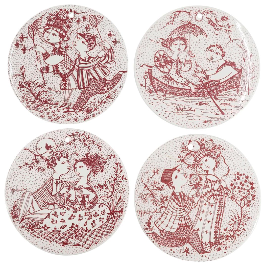 (4 Pc) Nymolle Denmark By Bjorn Wiinblad Porcelain Plaques (1 of 8)