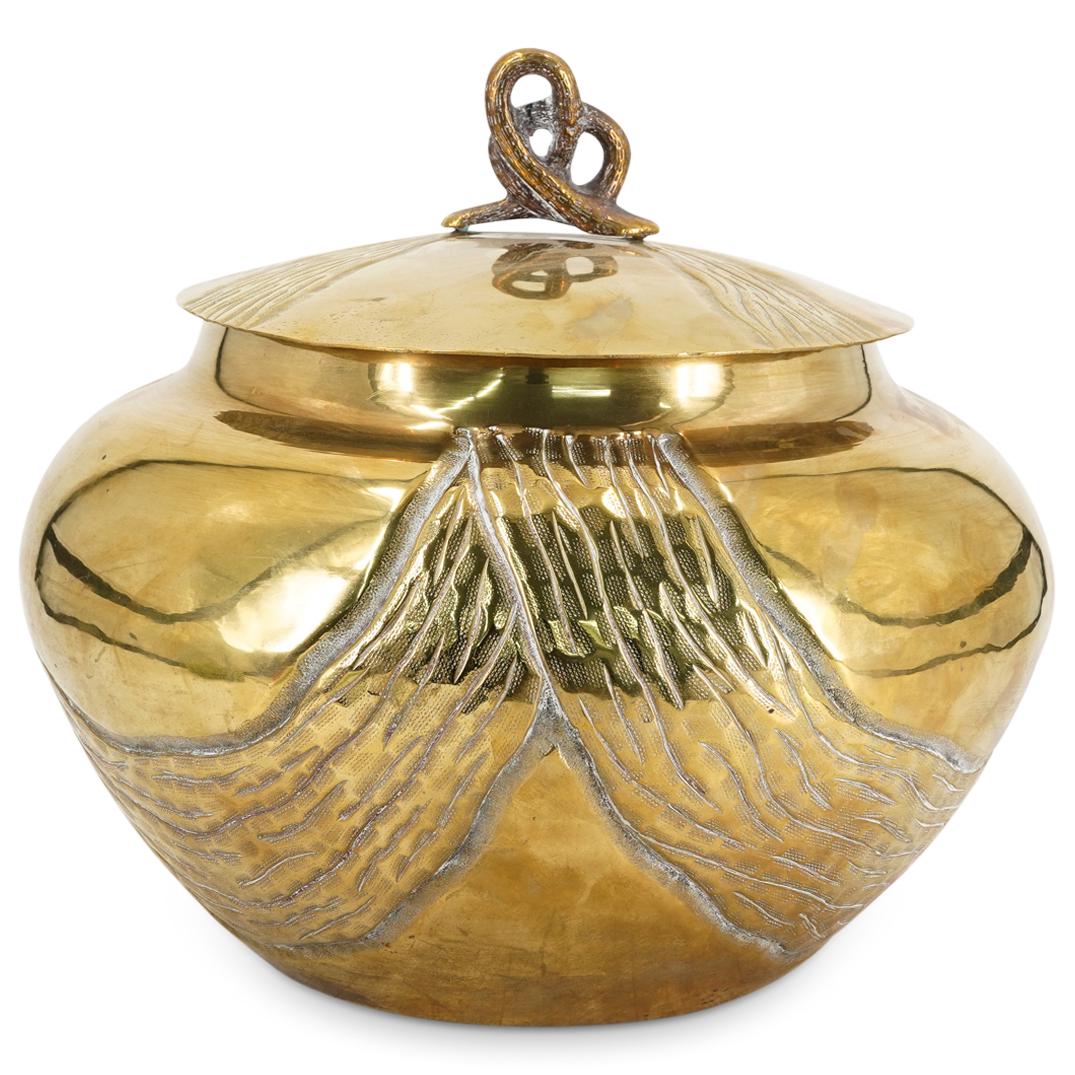 Large Decorative Hand-Forged Brass Vessel W/ Lid (1 of 7)