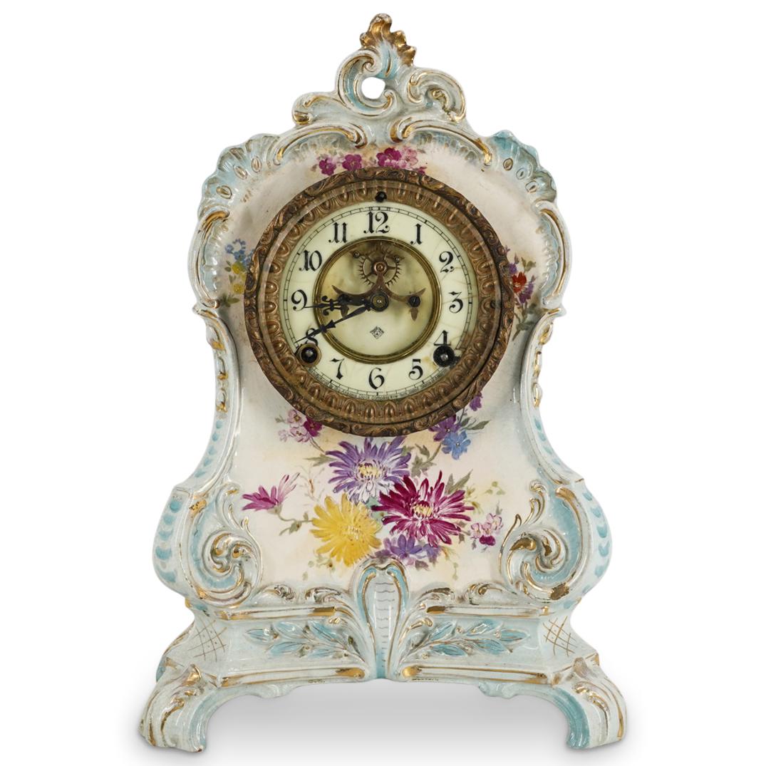 1881 Antique Royal Bonn Ansonia Porcelain Mantel Clock (1 of 11)