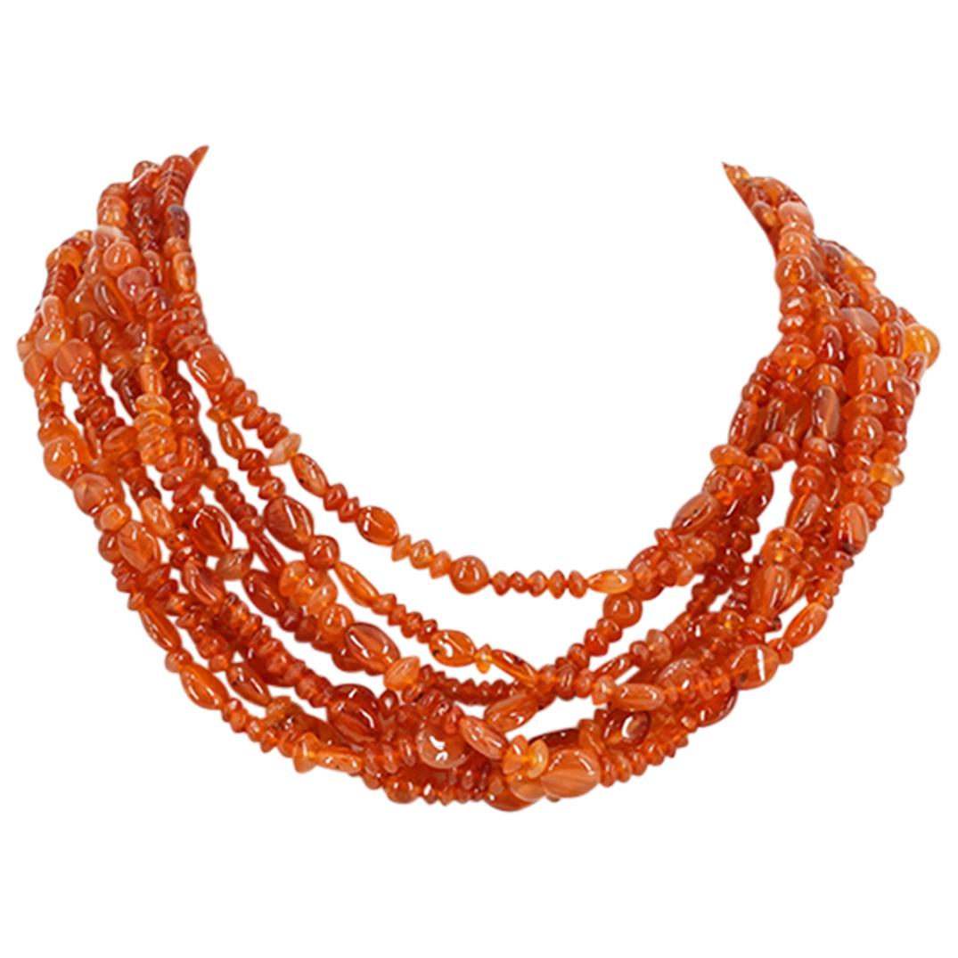 Designer Sterling Silver & Carnelian Beaded Necklace (1 of 4)