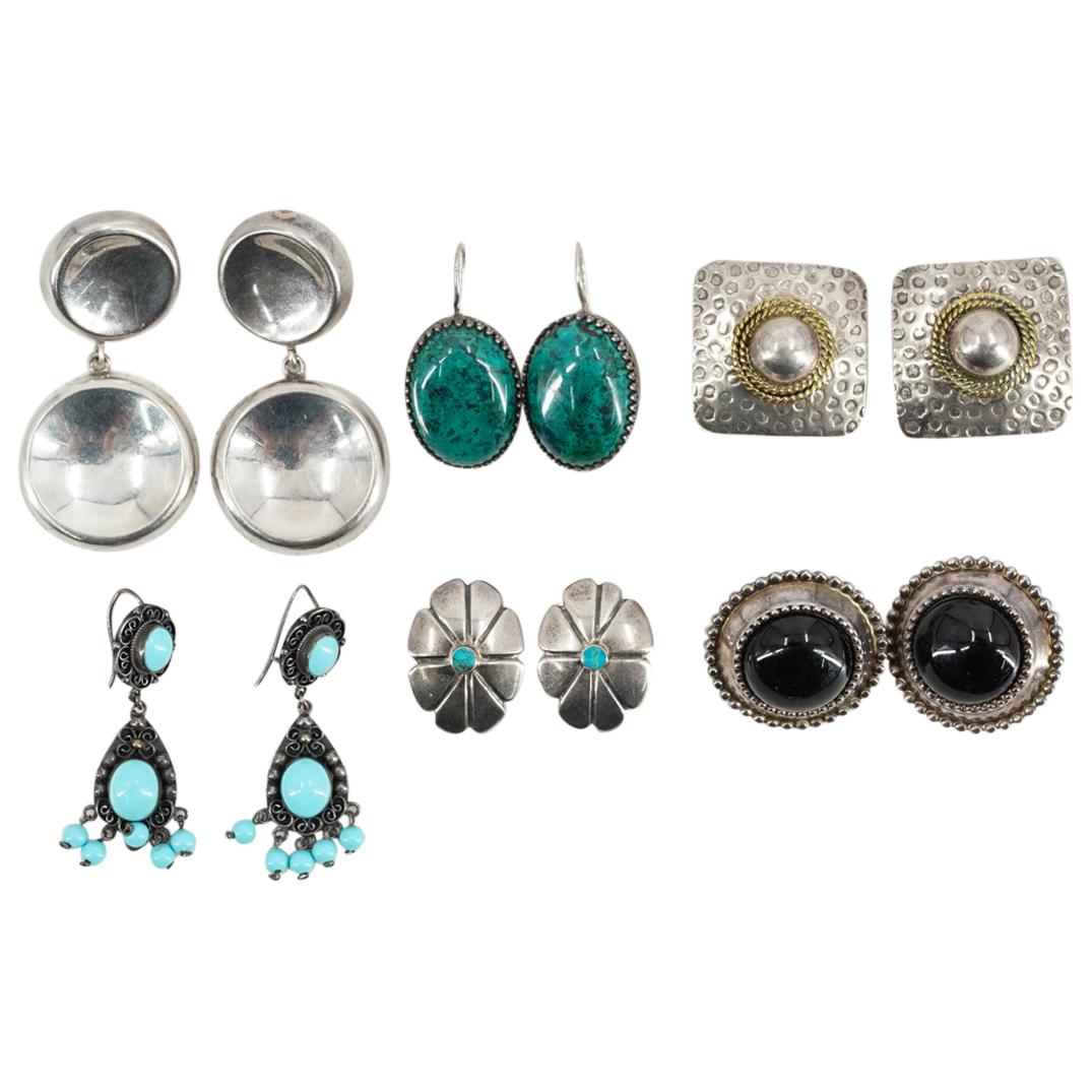 (12Pc) Silver & Semi-Precious Stone Earrings (1 of 8)
