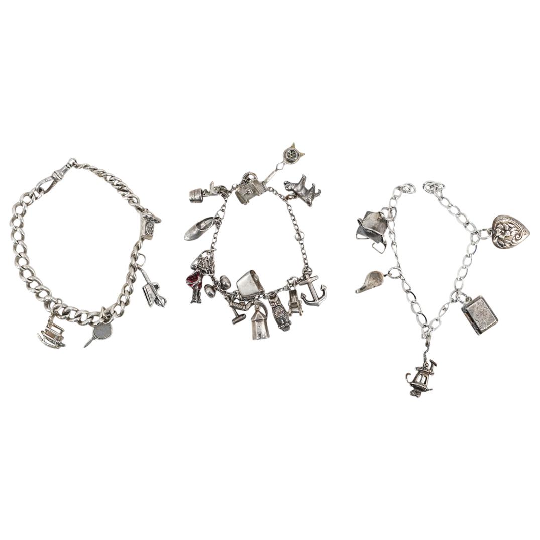 (3Pc) Sterling Silver Charm Bracelets (1 of 5)