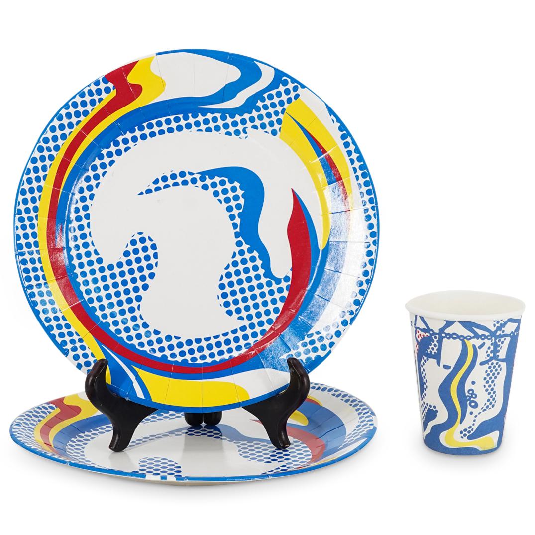 (4 Pc) Lichtenstein Barneys New York Paper Plates And Cups (1 of 6)