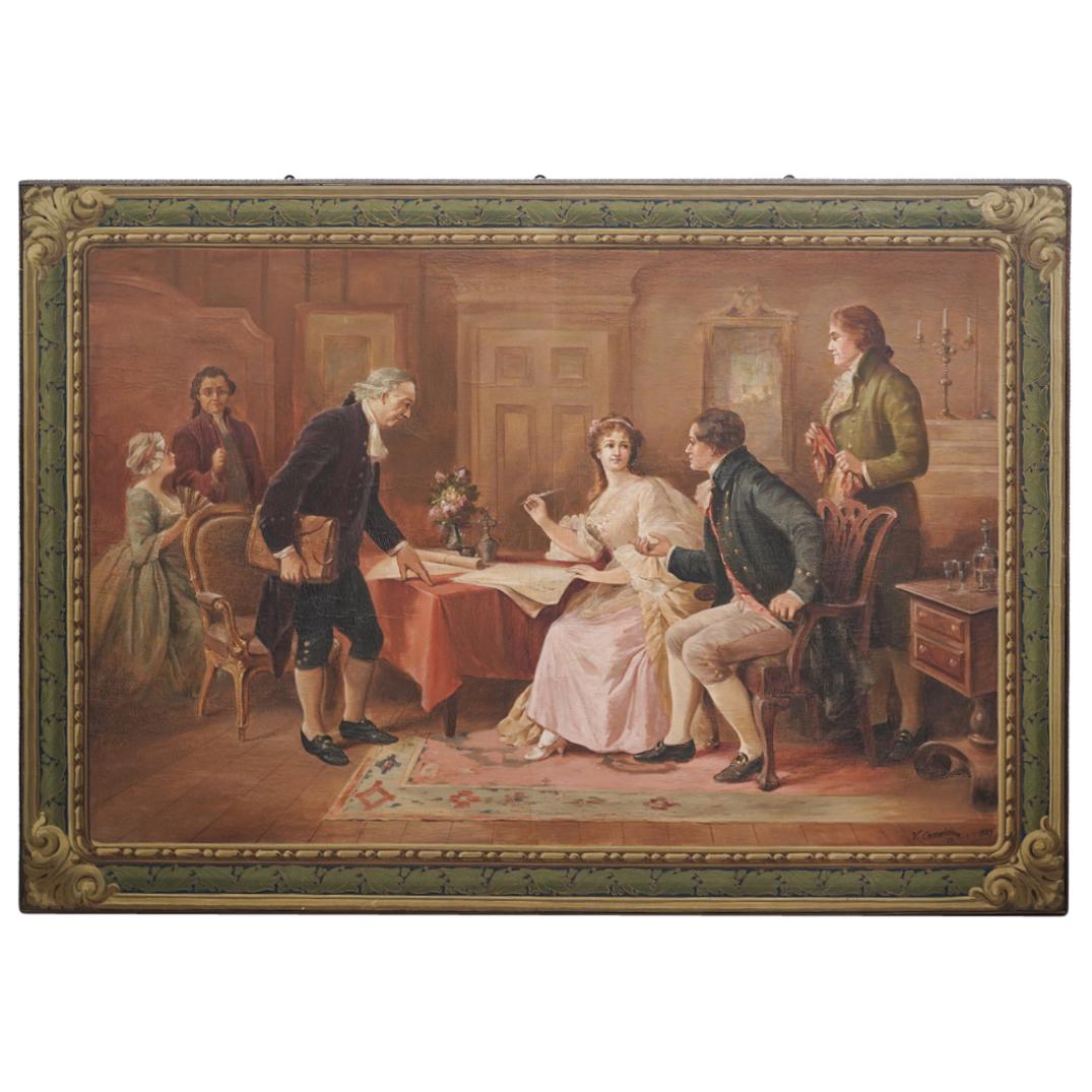 Signed V. Campini Painted Tapestry (1 of 8)