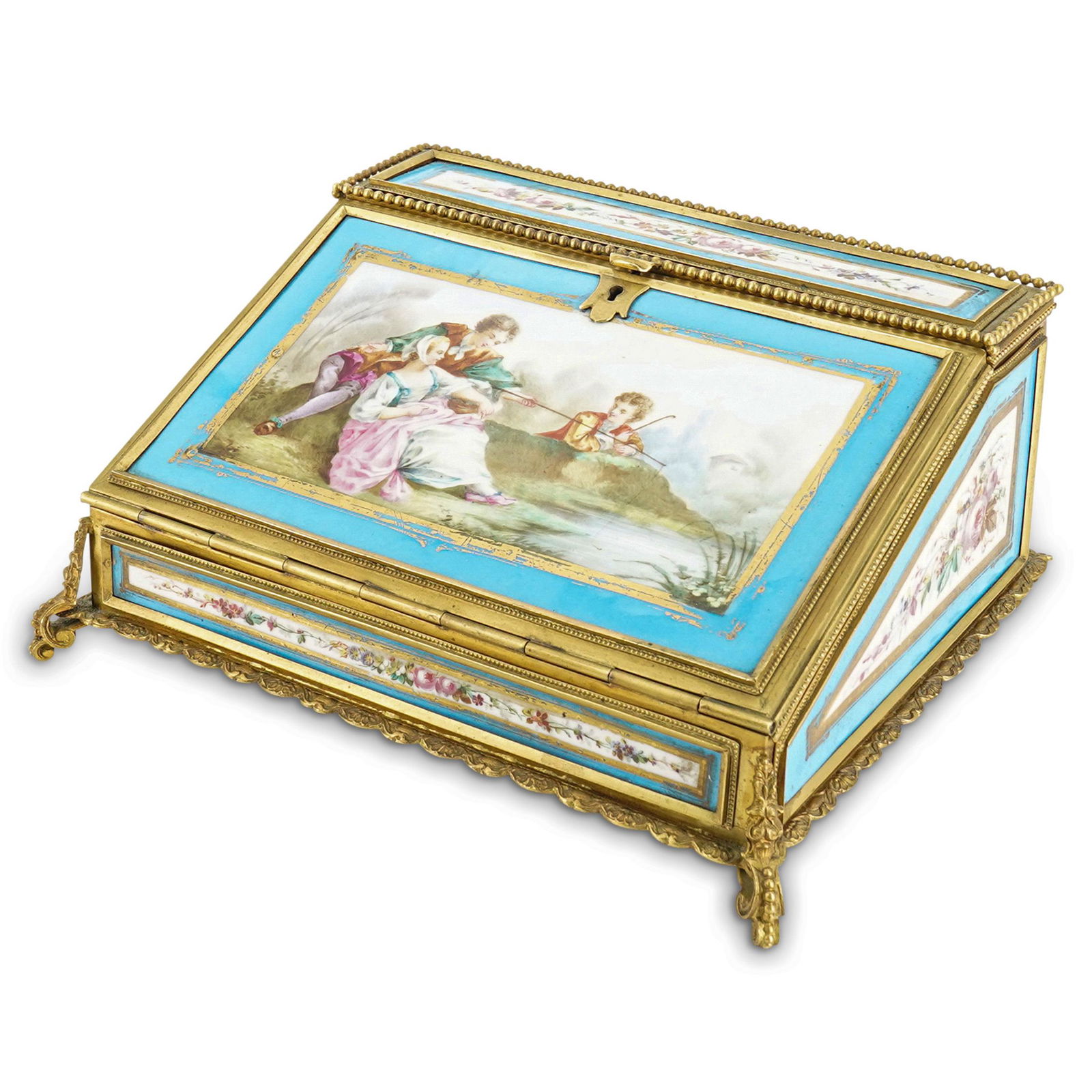 19th C. Sevres Portable Bronze and Porcelain Desk (1 of 10)