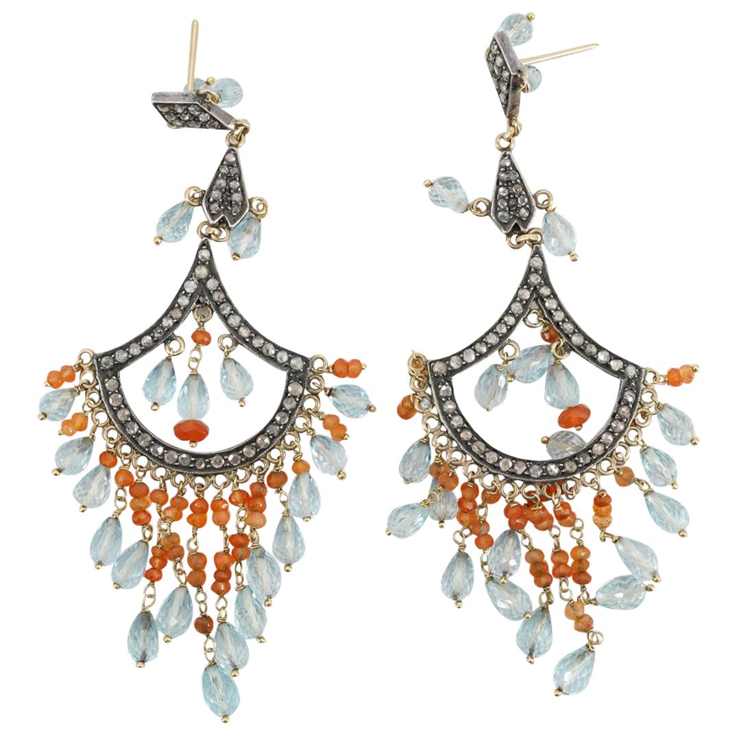 Pair of Gilt Silver & Diamond Chandelier Earrings (1 of 2)