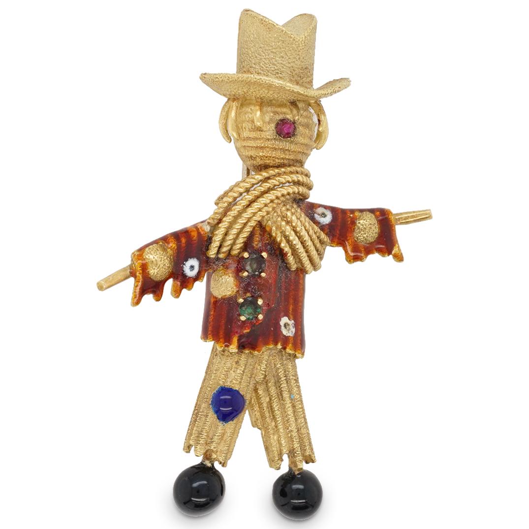 Italian 14k Gold and Enamel Cowboy Pendant (1 of 3)