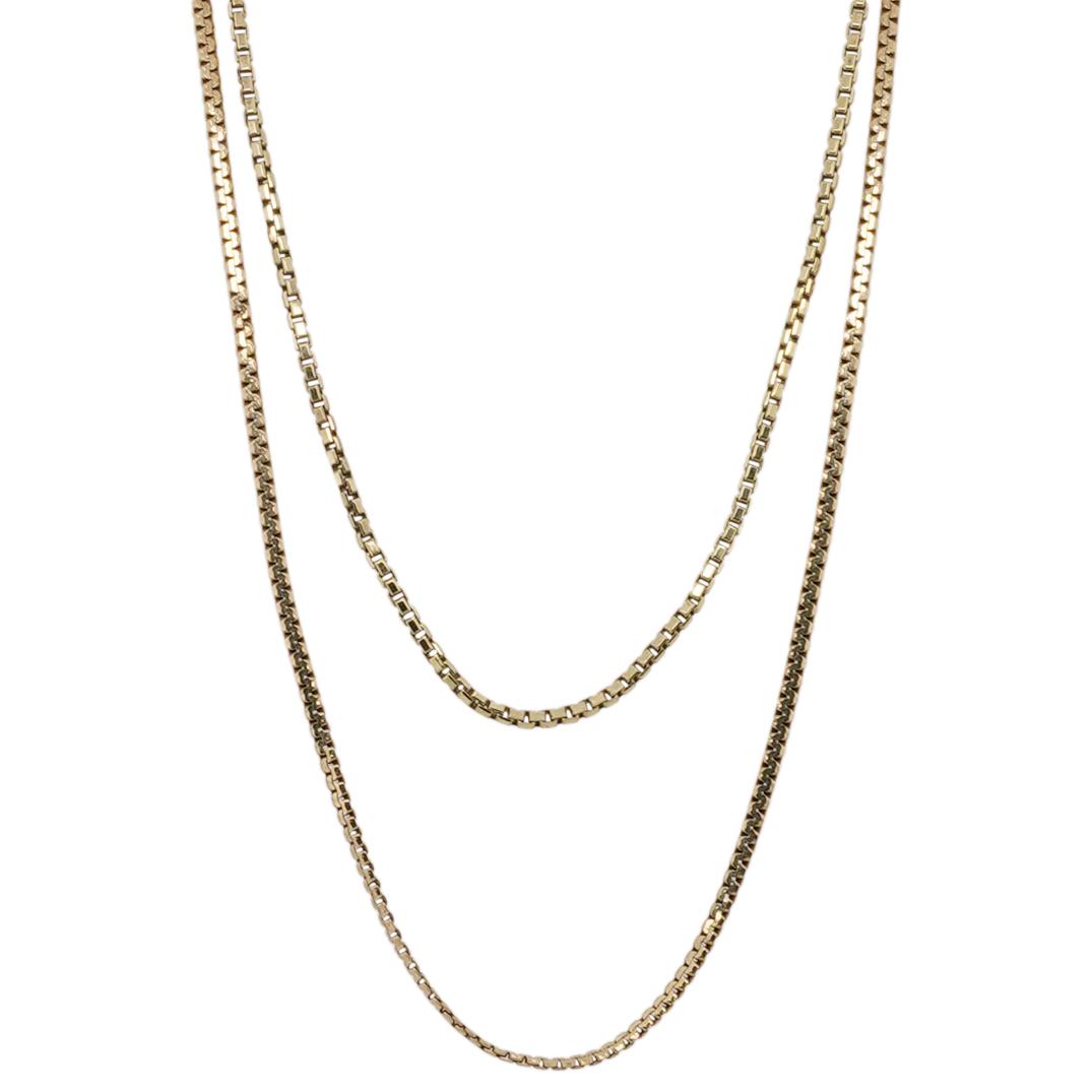 (2 pc) 14k Gold Box Chain Necklaces (1 of 6)