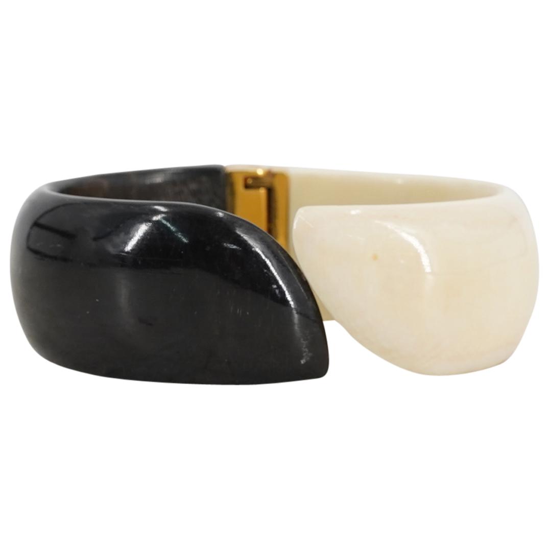 Vintage 14K Gold Dual-Tone Bakelite Hinged Bracelet (1 of 4)