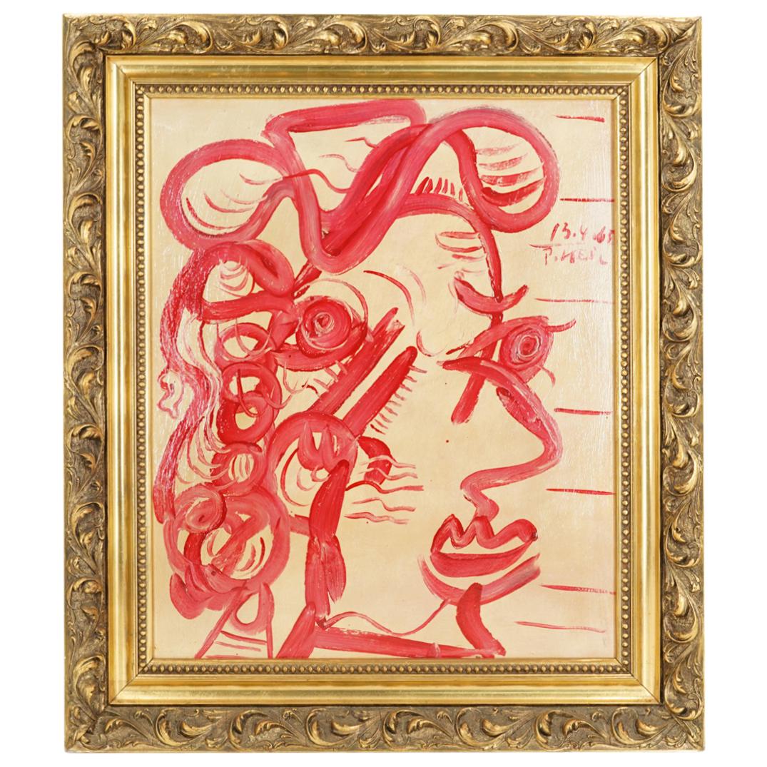 Peter Keil (Germany, 1942) "Lady In Red" Acrylic on Board Painting (1 of 8)