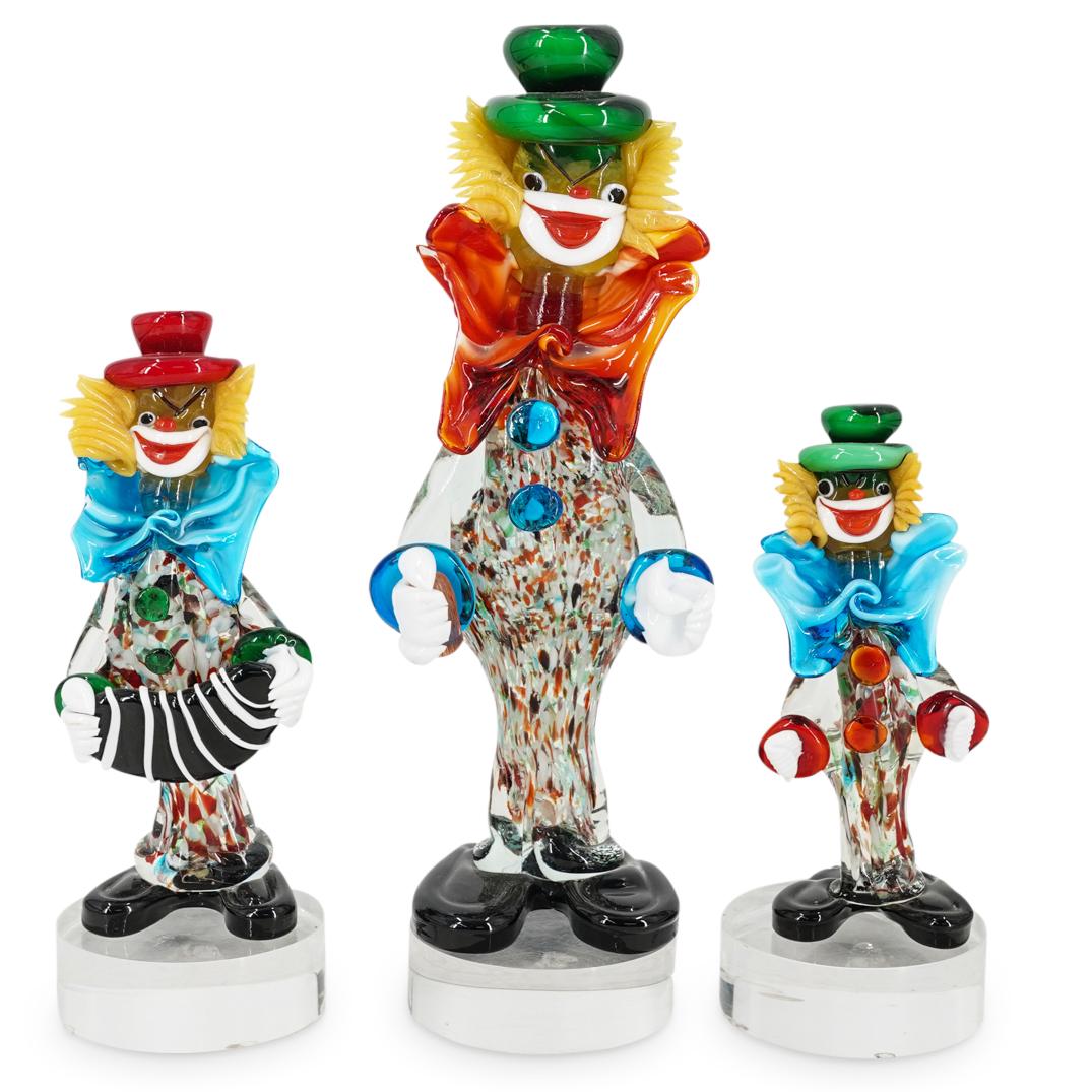 (3Pc) Set of Murano Glass Clown Sculptures (1 of 12)