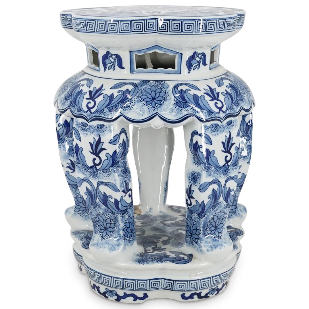Chinese Blue & White Glazed Porcelain Footed Stand (1 of 6)