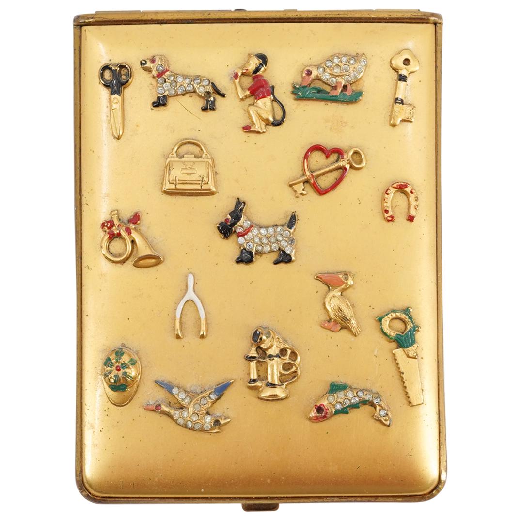 Vintage Foster "Lucky Charms" Gold Tone Cigarette Case (1 of 4)