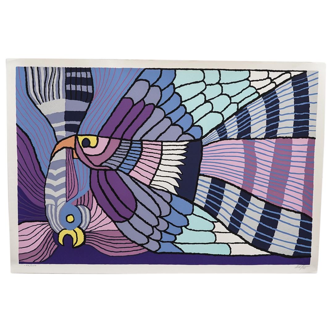 Victor Delfin (B. 1927) "Purple Fighting Cocks" Lithograph (1 of 6)