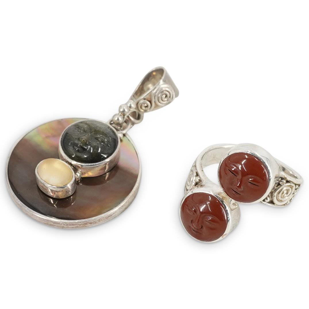 (2 Pc) Sajen Sterling Silver Pendant & Ring Jewelry Set (1 of 5)