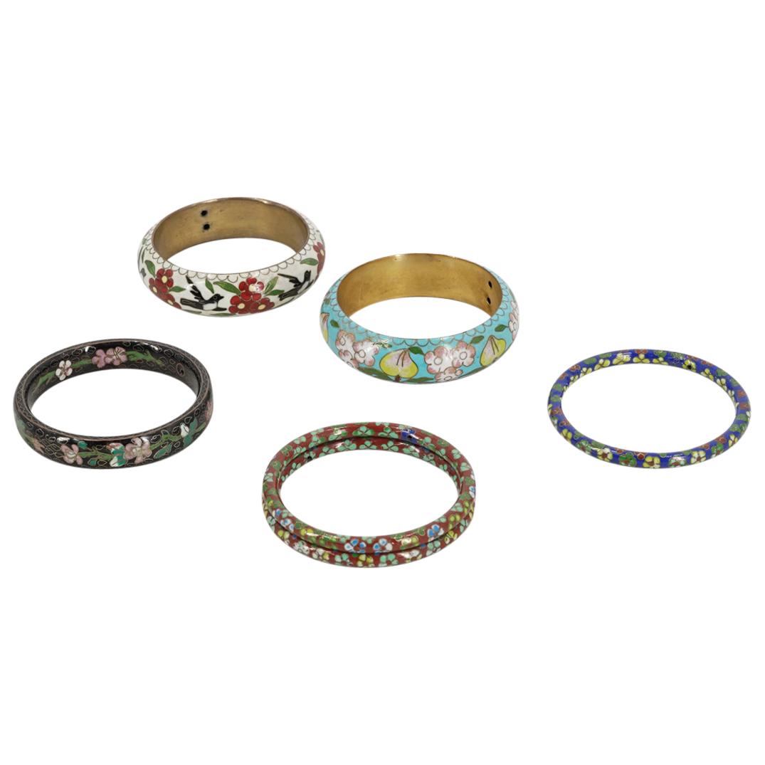 (6 Pc) Chinese Cloisonne Enamel Bracelets (1 of 4)
