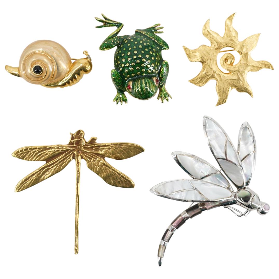 (5 Pc) Vintage Designer Fashion Brooches (1 of 5)