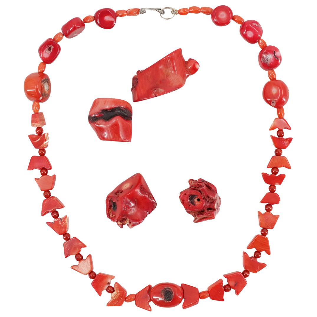 (6 Pc) Chinese Red Coral Jewelry Grouping Set (1 of 4)