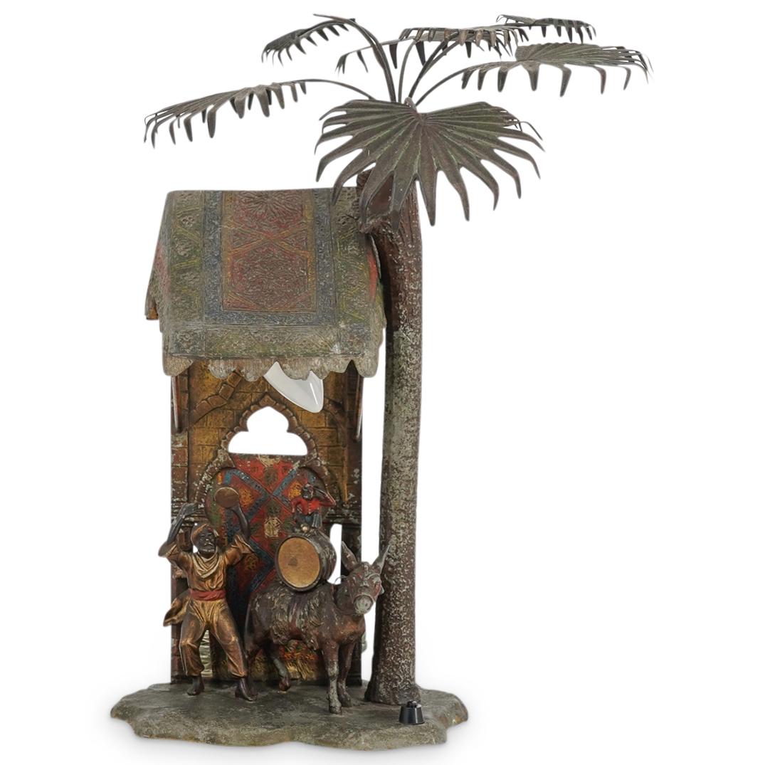 Vintage Viennese Cold Painted Orientalist Spelter Lamp (1 of 6)