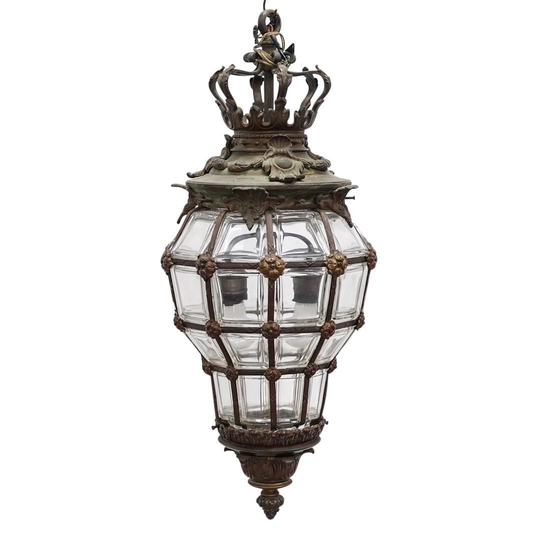 Antique French Bronze And Glass Lantern (1 of 4)