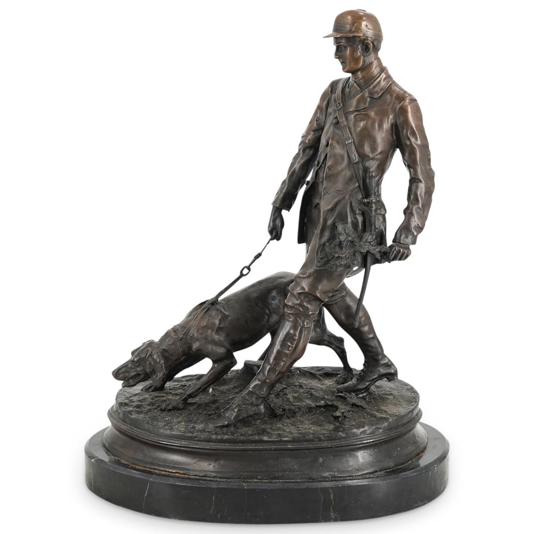 Pierre Jules Mene (1810-1879) Hunter And Dog Bronze Sculpture (1 of 6)