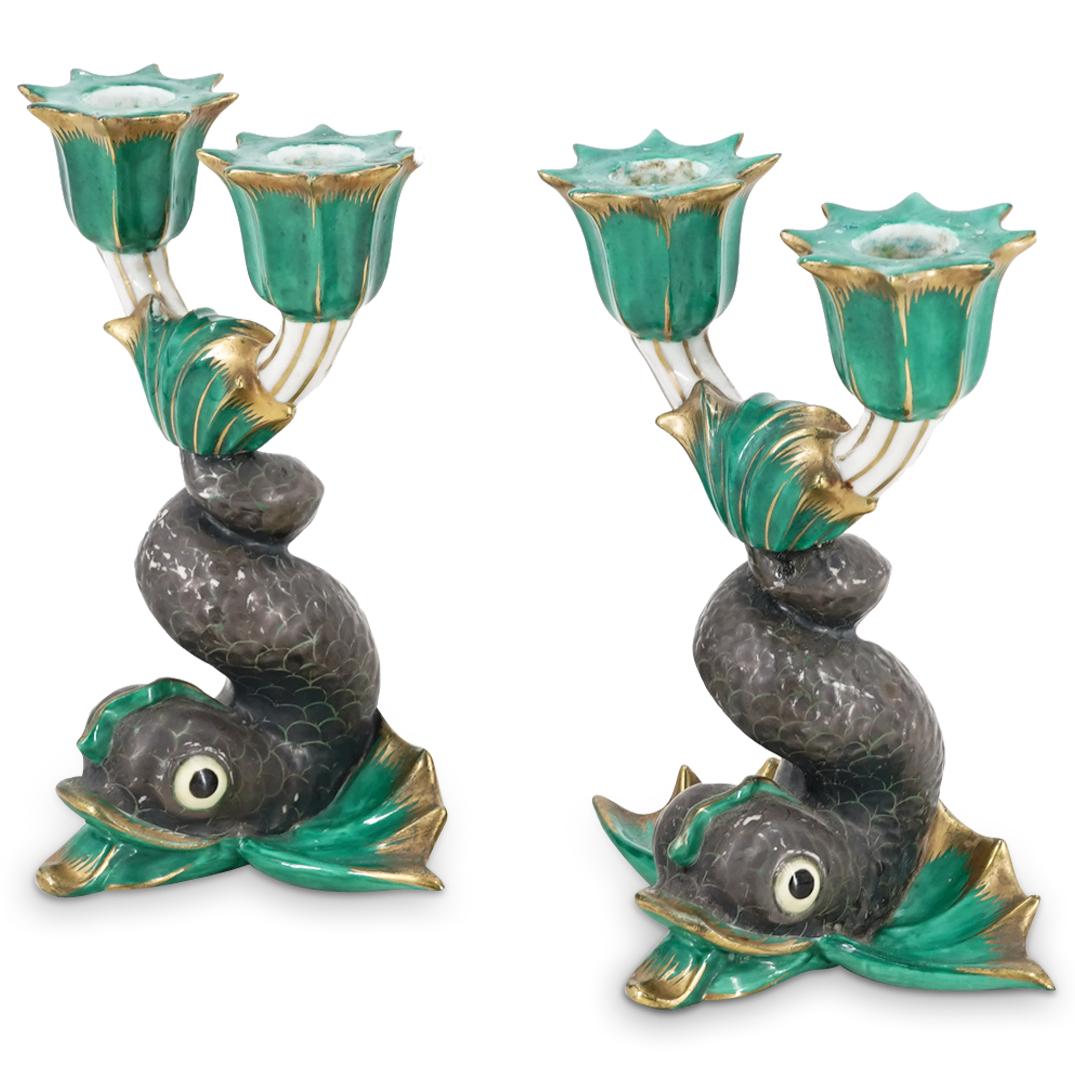 Herend Porcelain Dolphin Candlesticks (1 of 8)