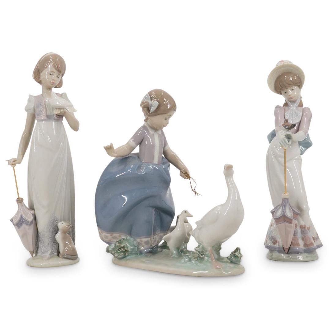 (3Pc) Lladro Garden Porcelain Sculptures in Box (1 of 5)