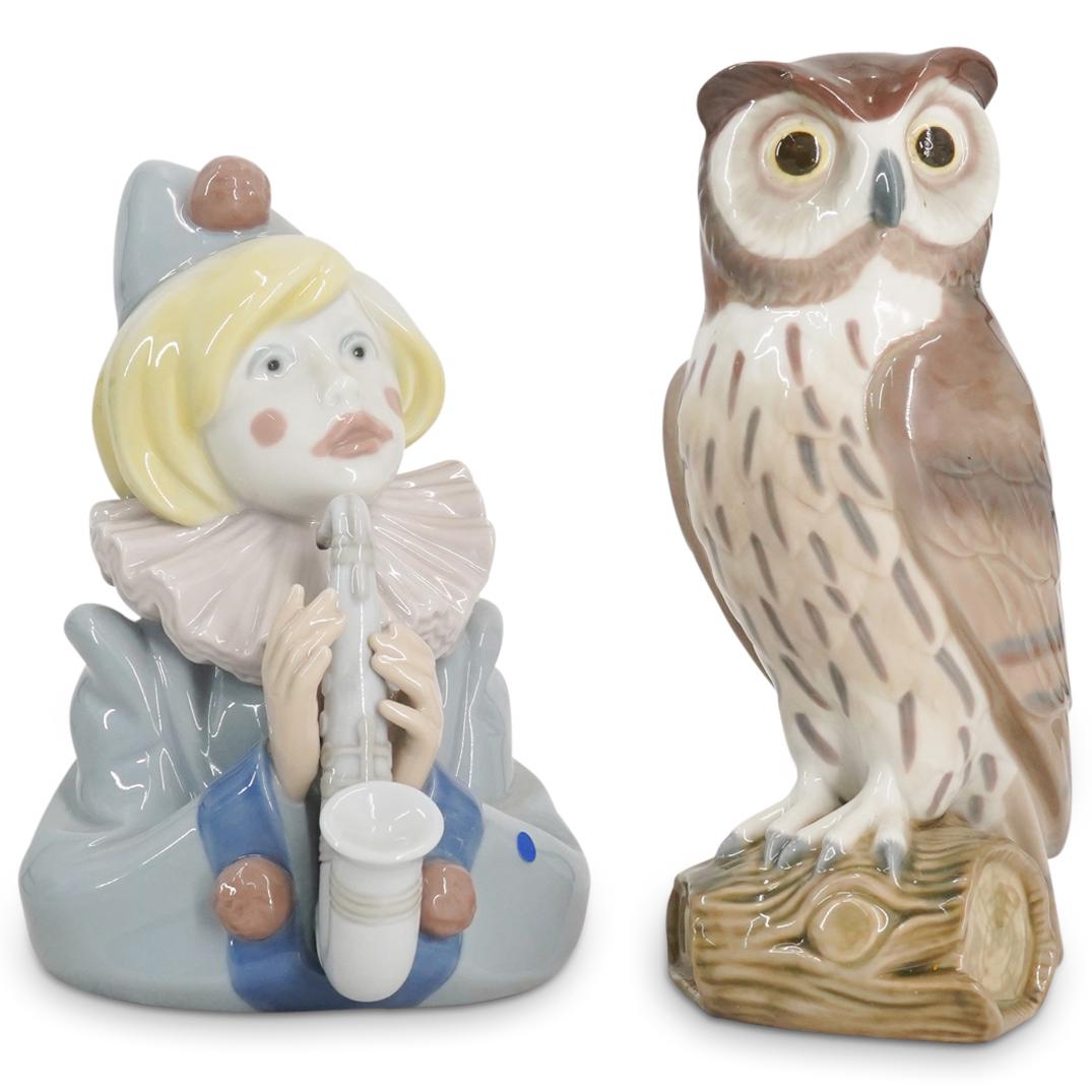 (2Pc) Lladro "Short Eared Owl & Sad Note" Porcelain Sculptures in Box (1 of 4)