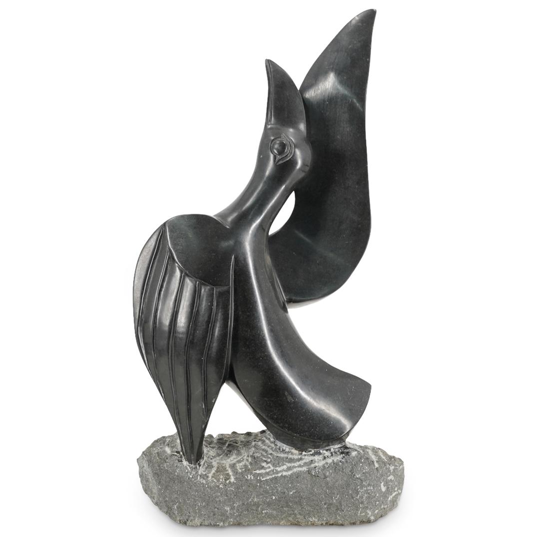 Black Hard Stone Inuit Style Bird Sculpture (1 of 5)