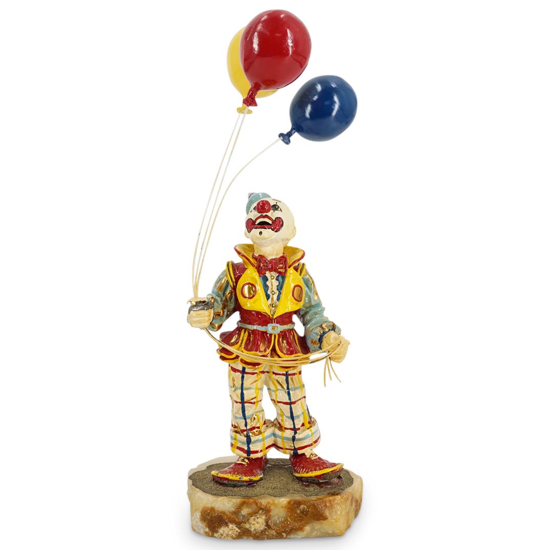 Ron Lee (1947-2017) Metal Clown W/ Balloons, Onyx Base (1 of 6)