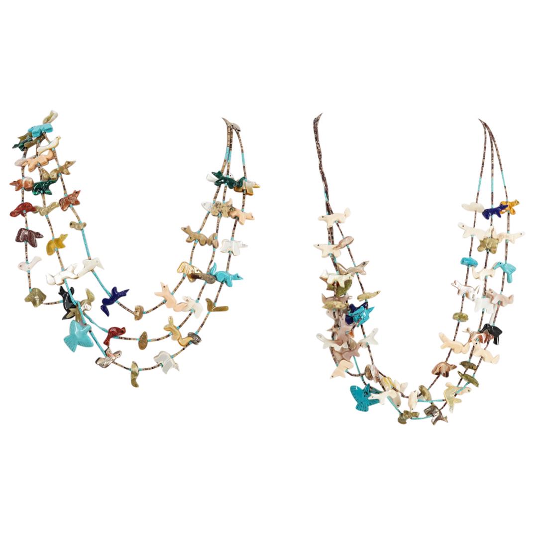 (2 Pc) Native American Zuni Multi Stone Fetish Necklaces (1 of 5)