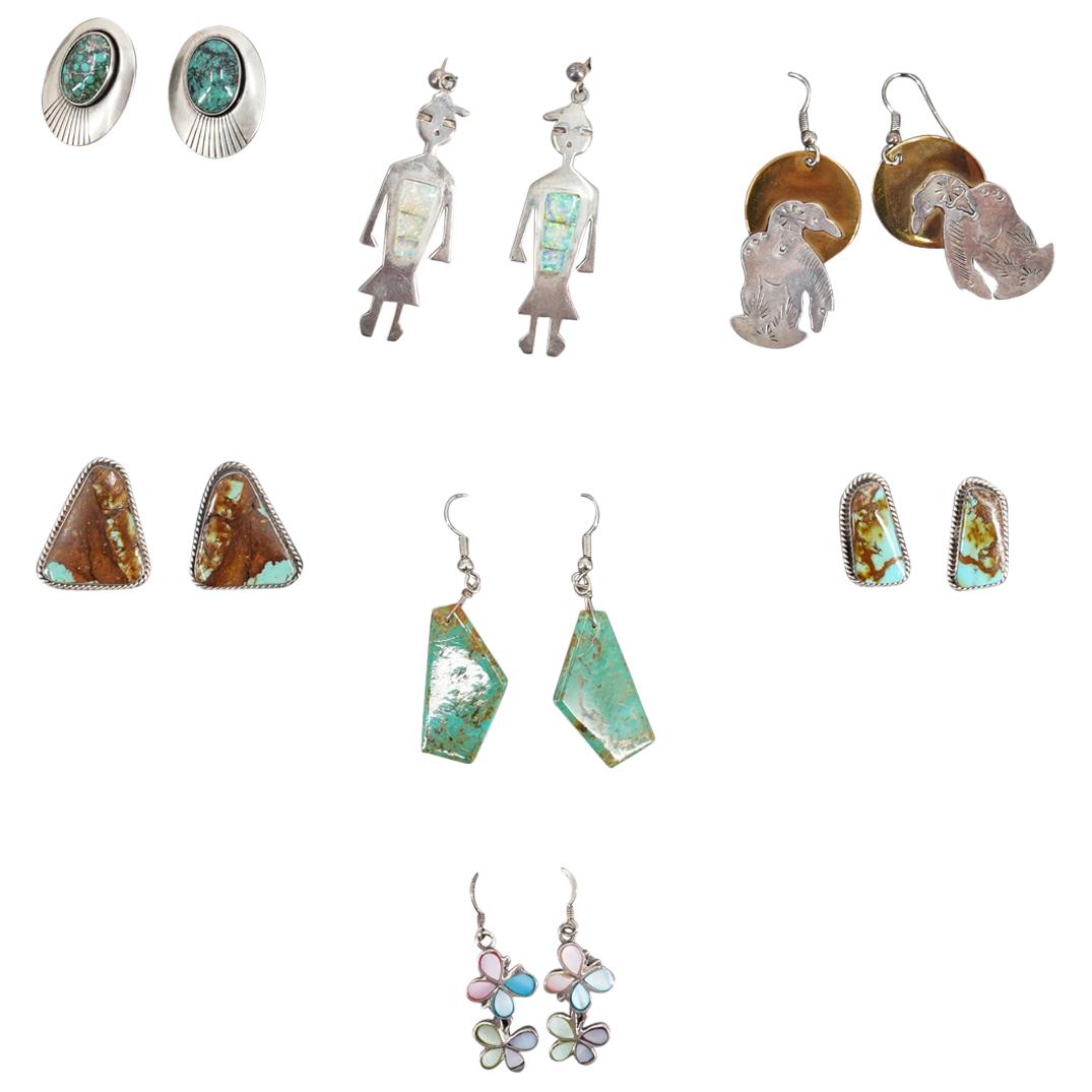 (7 Pc) Sterling Silver Assorted Earrings Grouping Set (1 of 5)