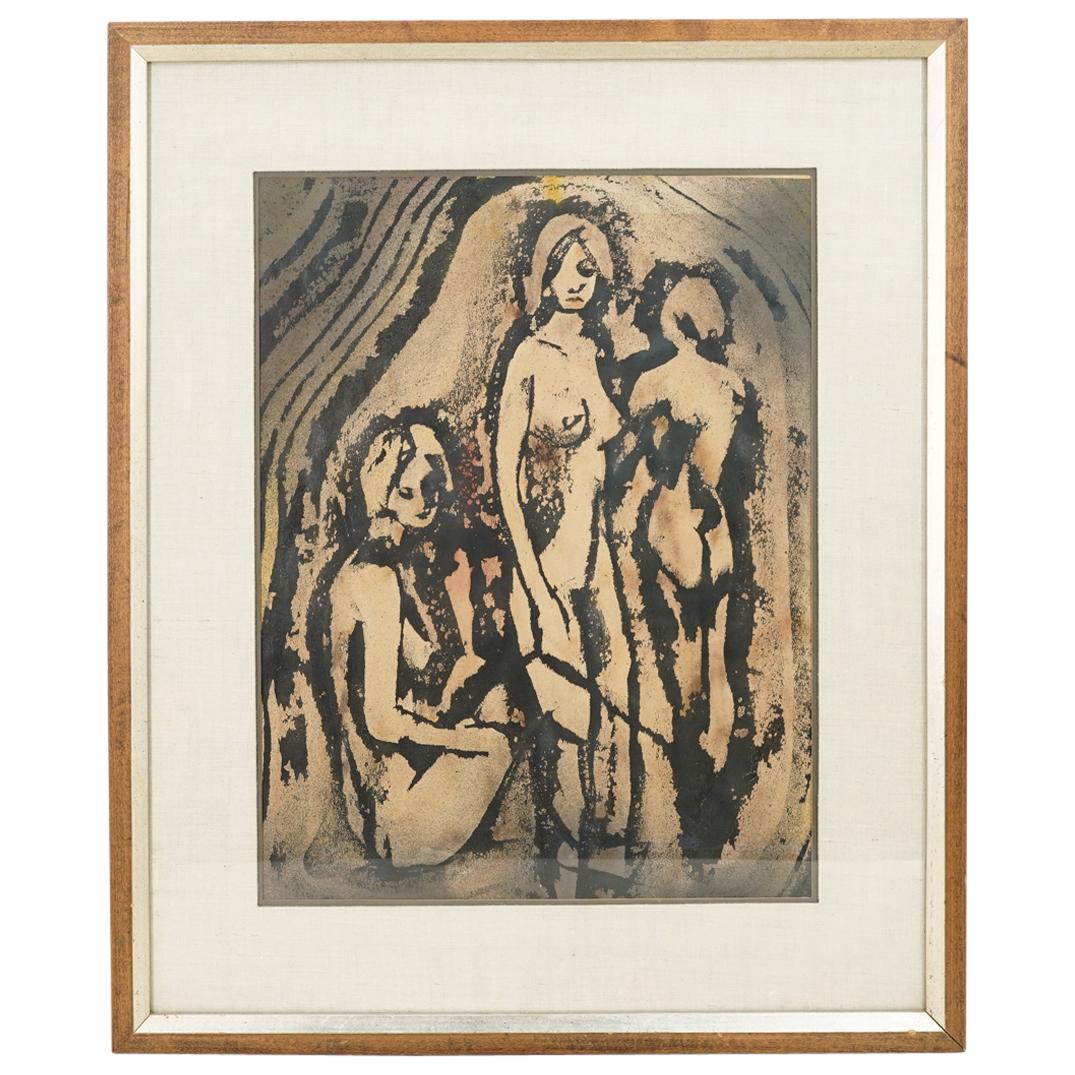 Mid Century Mixed Media Painting (1 of 5)