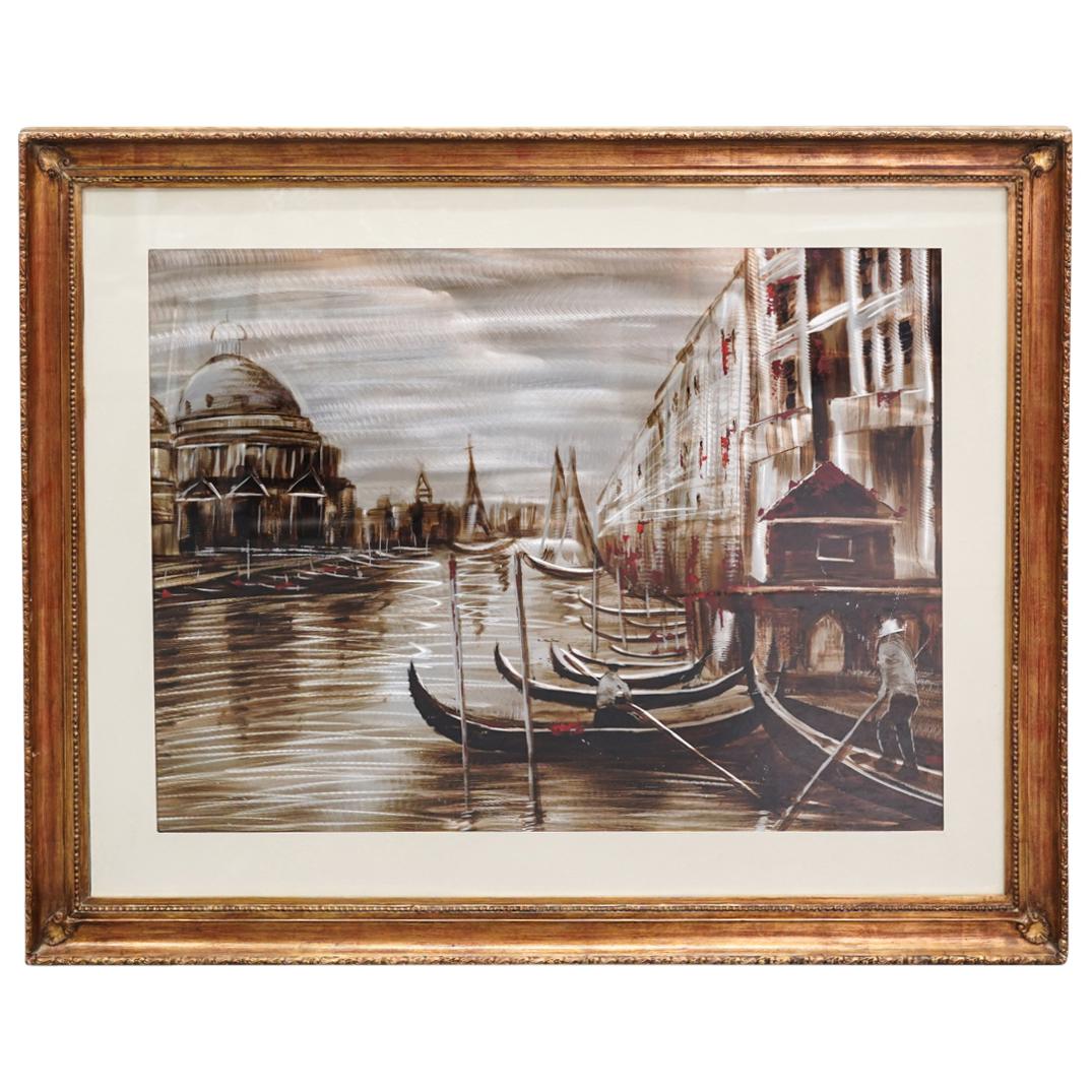 Italian Mixed Media On Metal Venetian Scene (1 of 6)