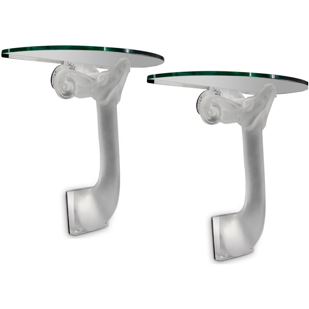Pair of Lalique "Mouflon" Crystal Wall Consoles (1 of 9)