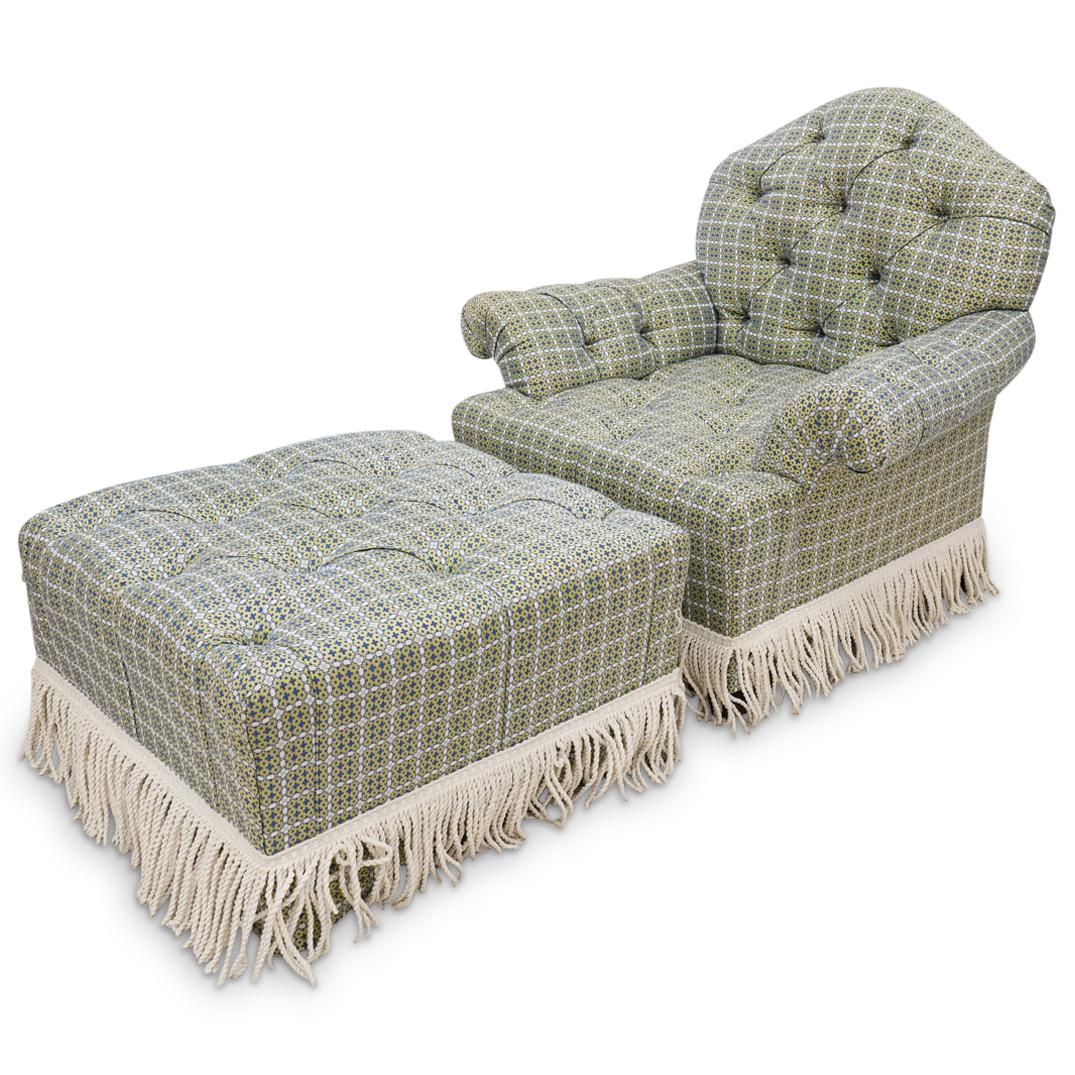 Ottoman Upholstered Armchair & Footrest by Jeffrey Bilhuber (1 of 8)